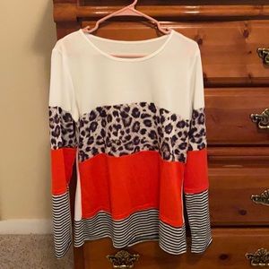 Size large multi block long sleeve top